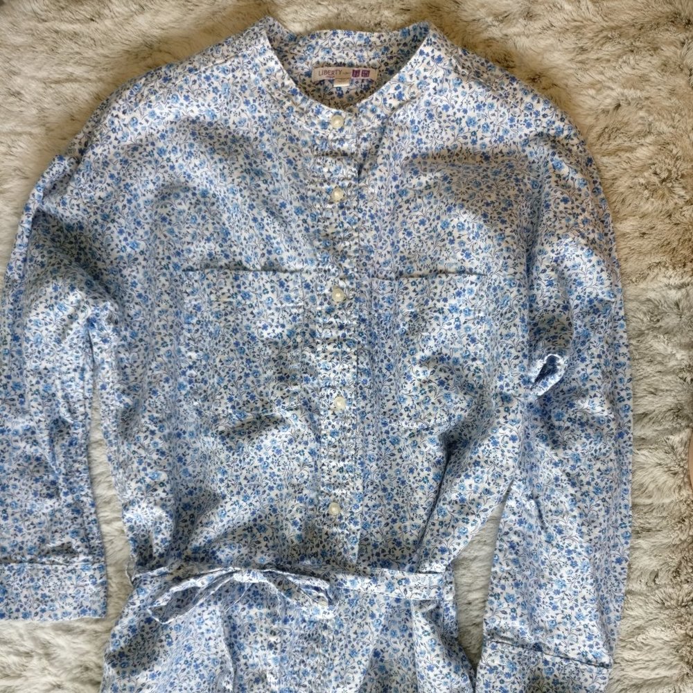 Liberty of London for Uniqlo Blue Floral Shirt Dress - XS